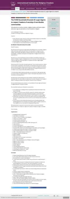 The FORB Roundtable Brussels-EU urges Algeria to respect freedom of worship of non-Muslim communities