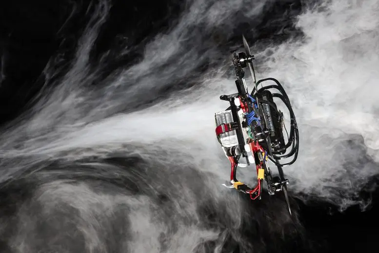 Drone Flying Through Smoke