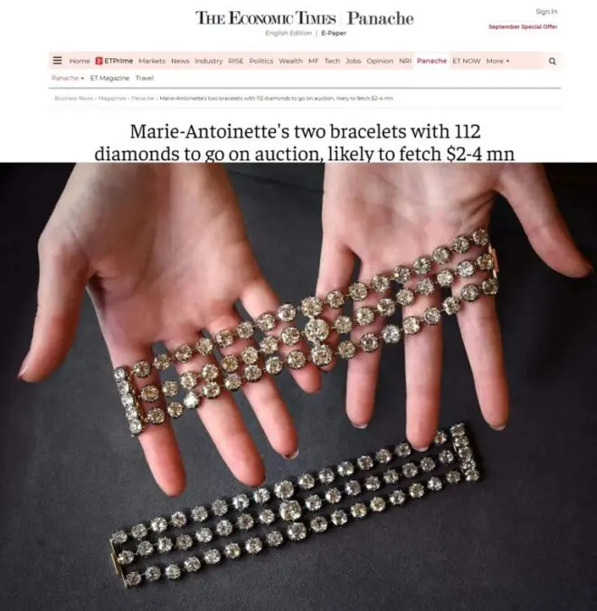 Bidding for two bracelets of Marie Antoinette