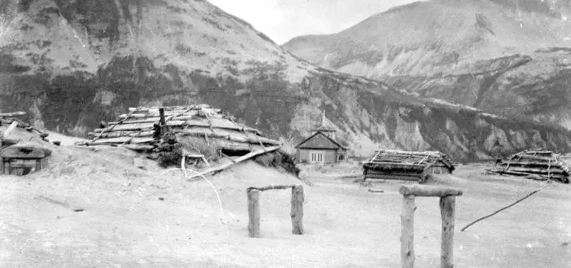 A wind blows ash over Alaska from a volcano that erupted more than a hundred years ago