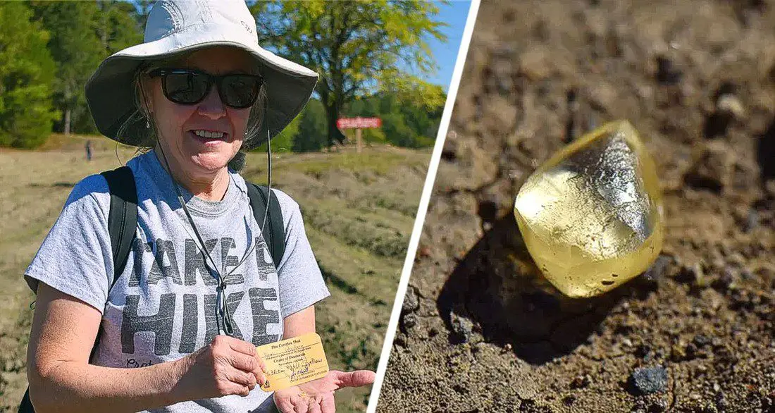 Authorities let a tourist pick up a large diamond she found in a national park
