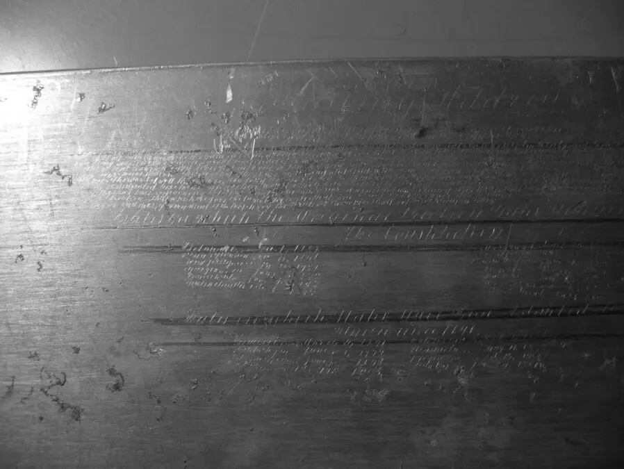 Unique artifact – a microwritten copy of the American Constitution on а metal plate