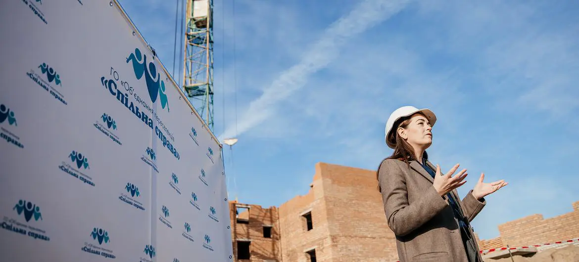 UNHCR supported the house-building project for internally displaced Ukrainians.