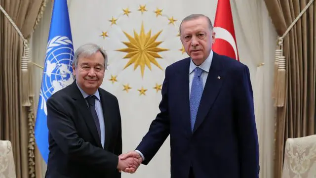 The UN chief passed through Turkey on his way to Ukraine and Russia