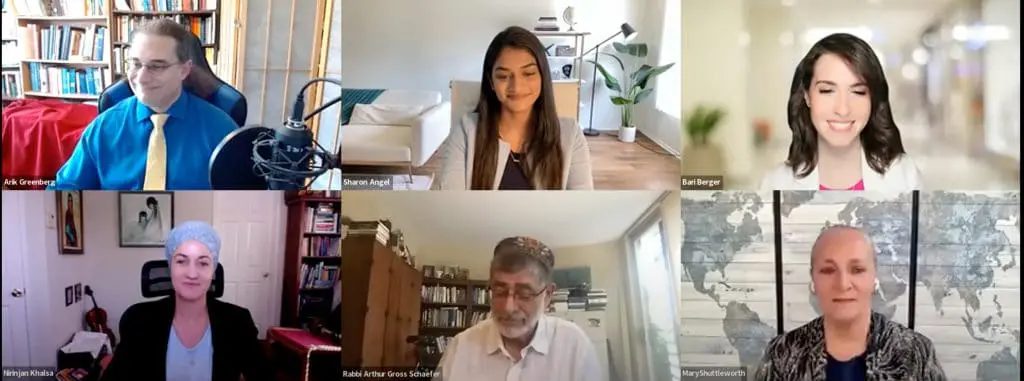 Top left to right: Dr.&nbsp;Arik Greenberg, Ms. Sharon Angel, Ms. Bari Berger. Bottom left to right: Dr.&nbsp;Nirinjan Khalsa, Rabbi Arthur Gross-Schaefer, Dr.&nbsp;Mary Shuttleworth