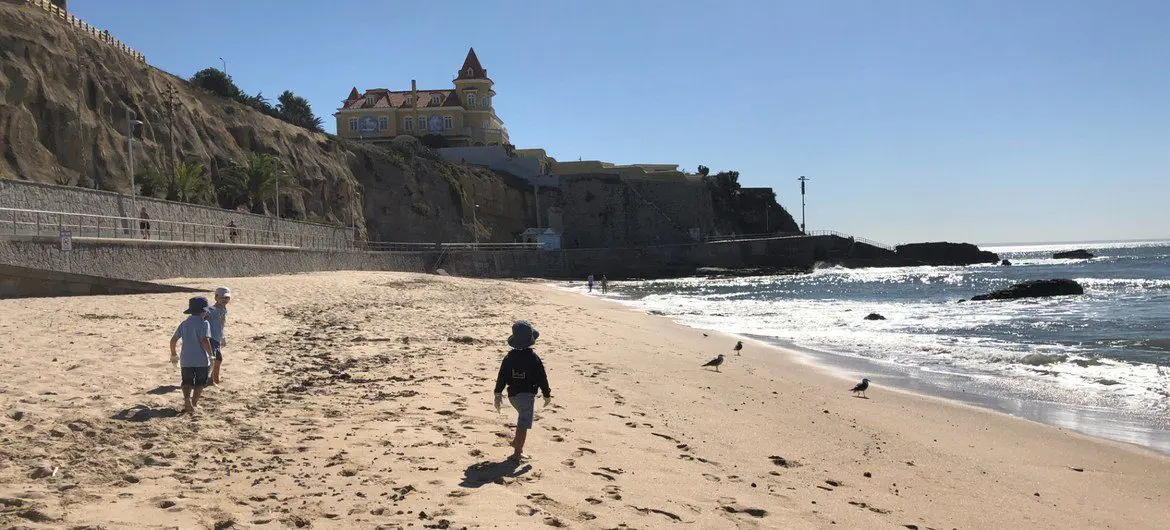 Beach clean-up at Praia da Poça, a popular little beach at the start of the Estoril - Cascais coast, in Portugal.