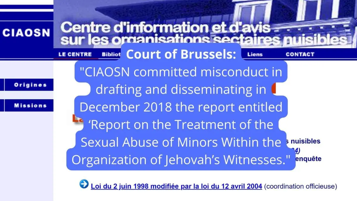 Jehovah’s Witnesses and Sexual Abuse: The Court of Brussels Finds the CIAOSN Report Ill-Founded