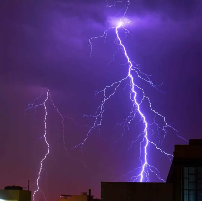 Showering and washing dishes during a thunderstorm forbidden