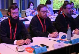 The Volokolamsk Metropolitan Antony (Sevryuk) reacts to the speech of the German president