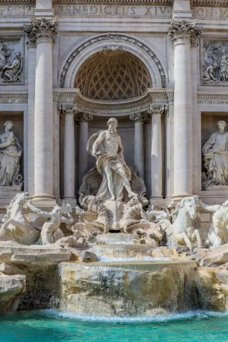 How much money of the coins thrown into the Trevi Fountain is collected?