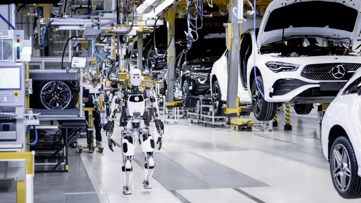 At a Mercedes plant… a humanoid robot hired