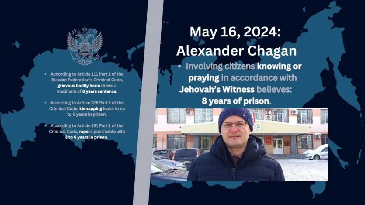A Russian Jehovah’s Witness was sentenced to 8 years in prison 