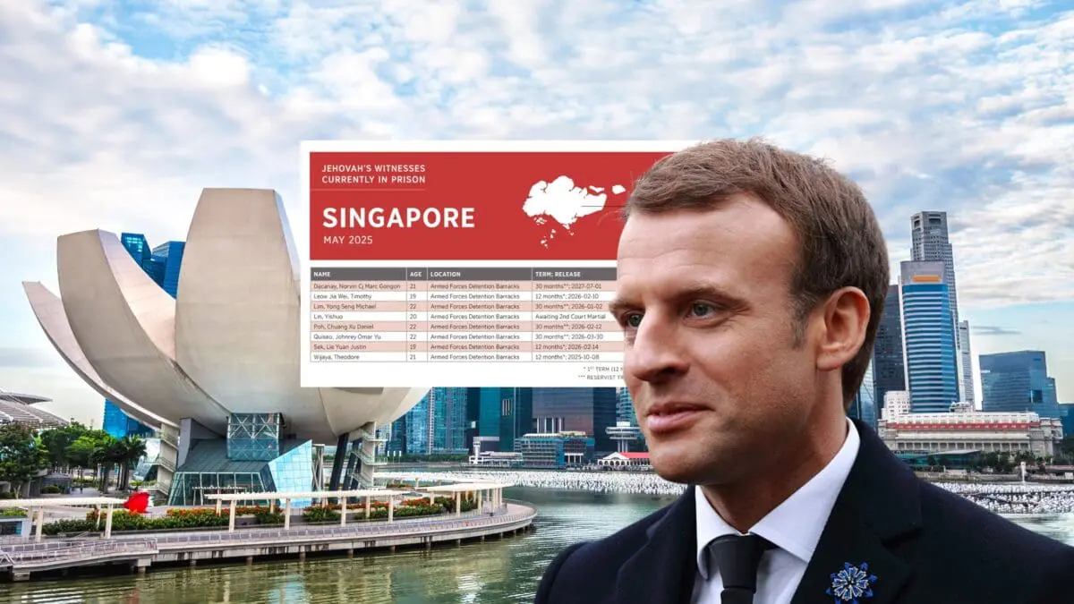 A call to President Macron to ask for the release of eight conscientious objectors while in Singapore