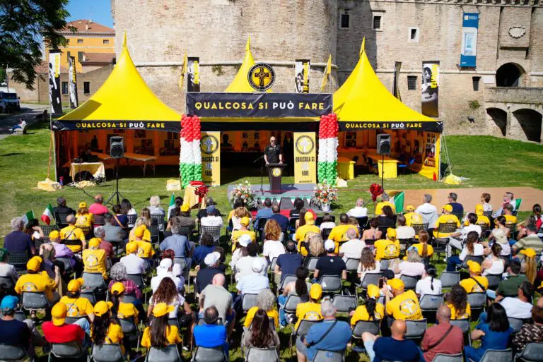 Yellow Tent of Help and Hope Arrives in Senigallia Scientology Volunteers bring Relief Training and Community Care