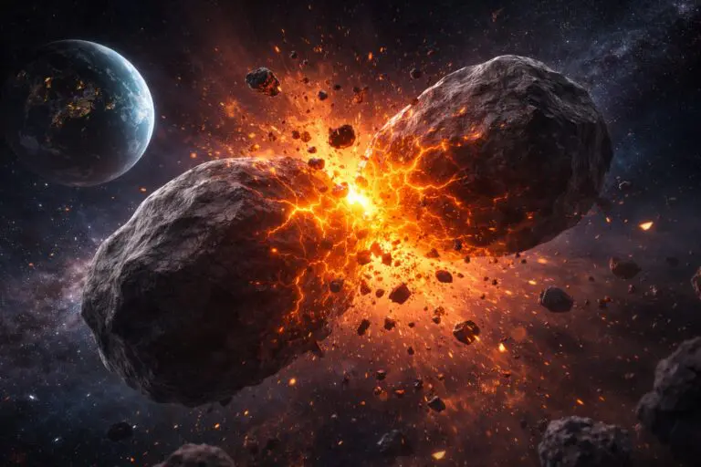 Astronomers see fireworks from violent collisions around nearby star