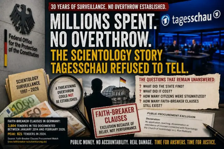 Thirty Years, Millions Spent, No Overthrow: The Scientology Story Tagesschau Refused to Tell