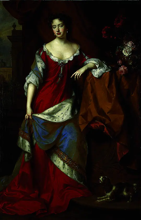 William III shares the royal scepter  of England, Scotland, and Ireland with his wife Mary II