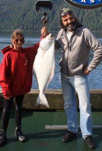 Hristo Marintchev with daughter Angie who landed the family group’s biggest halibut for that day.