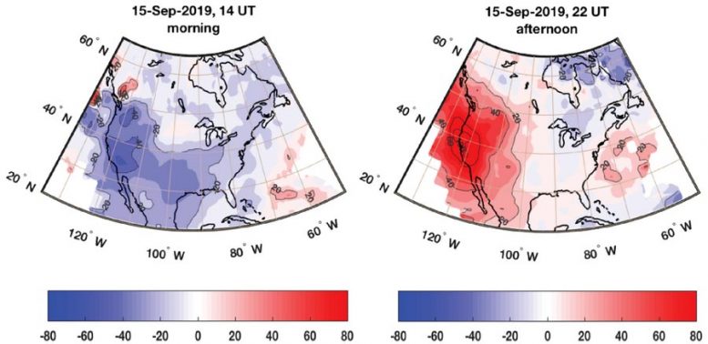 Anomalies ionosphériques en Amérique du Nord 2019