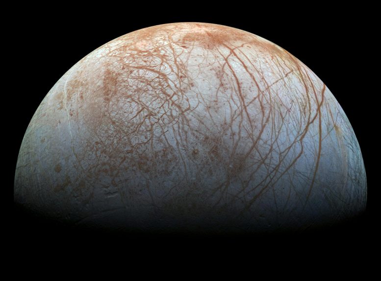 Waterige pluime Jupiter se Maan Europa