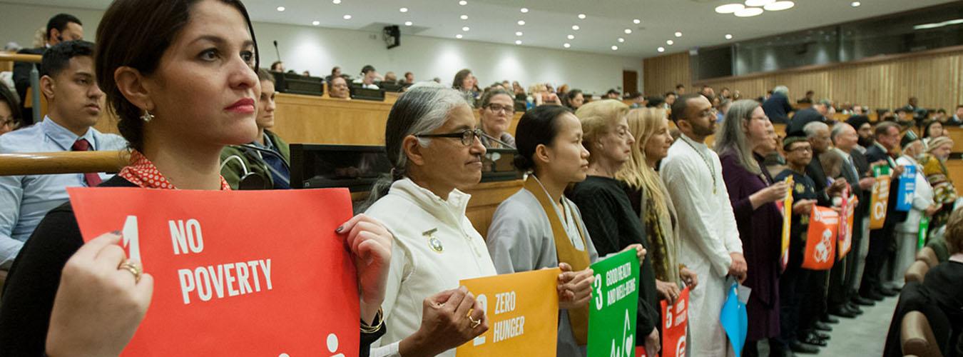 Participants at event on “Interfaith harmony: Implementing the Transformative Agenda of the Sustainable Development Goals”, co-organized by the United Nations Alliance of Civilizations (UNAOC) and the Committee of Religious NGOs (2016).