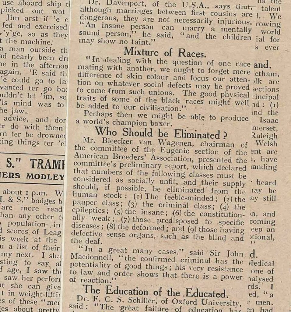 Artikel über den ersten internationalen Eugenik-Kongress 1912 Die Europäische Menschenrechtskonvention, die die Eugenik autorisieren sollte, verursachte eine Gesetzgebung