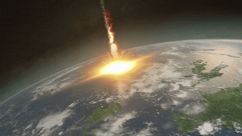 Анимация удара астероида