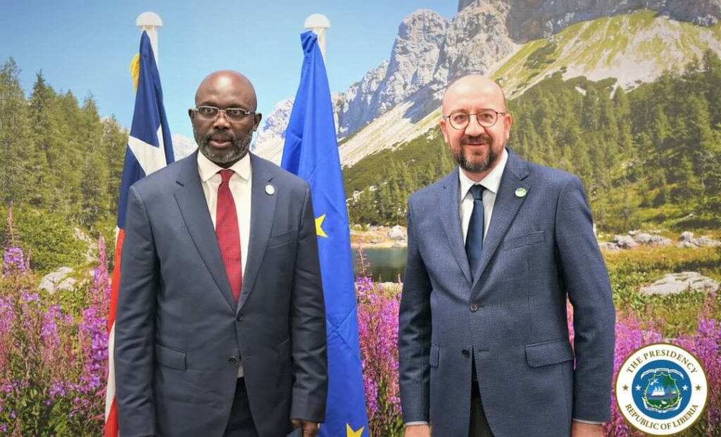 Präsident Miche und Präsident Weah Der liberianische Premierminister Weah trifft Michel auf der COP26