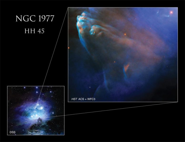 Jooksva inimese udukogu NGC 1977 HH 45