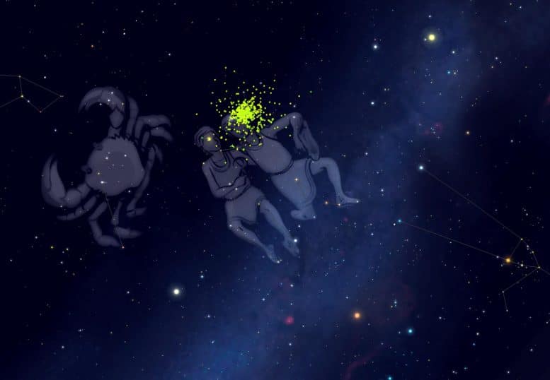 Csillagkép Gemini Geminids Meteorok