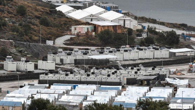 A view of the Mavrovouni refugee camp on Lesbos