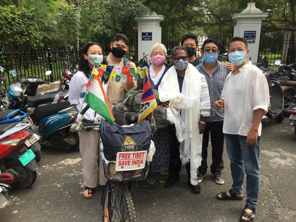4 1 Indian Man on Cycle Yatra for Tibet welcomed at the premises of Puducherry Assembly