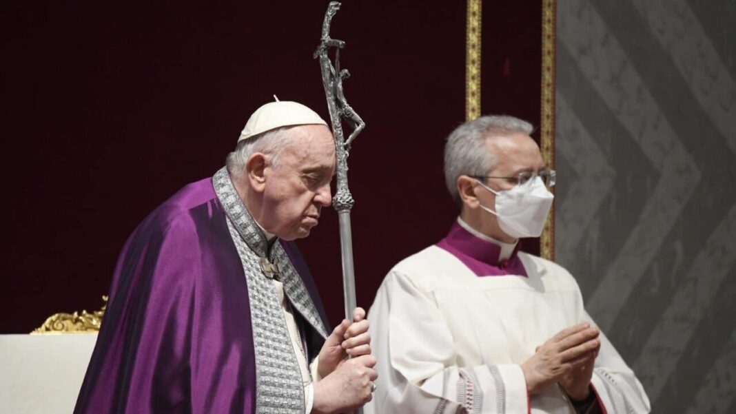 Pope Francis with his crozier