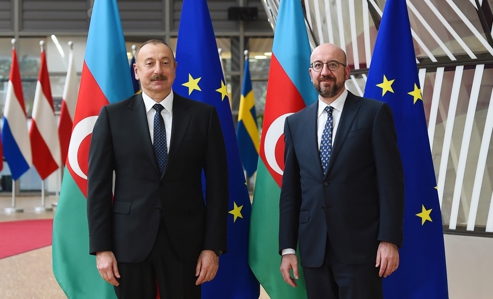 President of the European Council Charles Michel and President of the Republic of Azerbaijan Ilham Aliyev