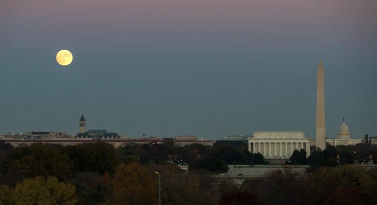 Moon Rises Over Washington, D.C.