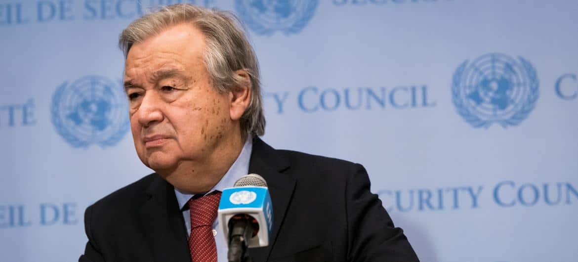 Secretary-General António Guterres briefs reporters on the war in Ukraine.