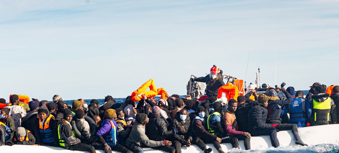 Migrants are rescued off the Libyan coast in April by the NGO, SOS Méditerranée.