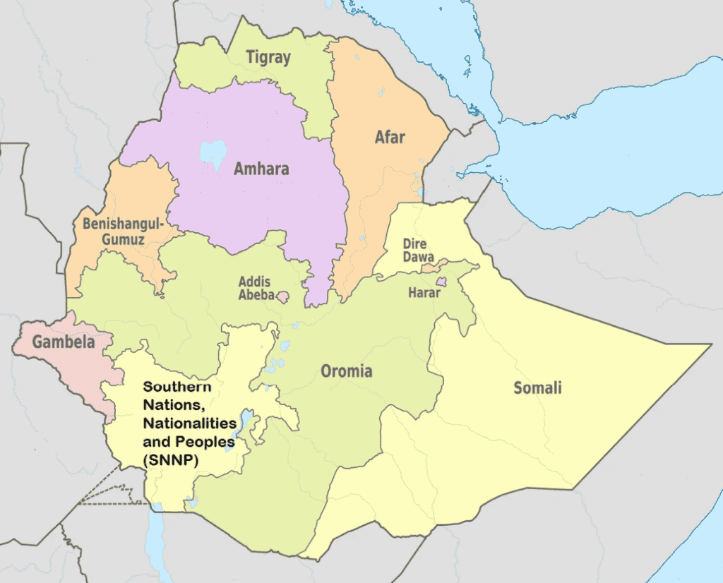 Äthiopien-Karte Die Notlage der Amharen in Äthiopien wurde bei den Vereinten Nationen angesprochen