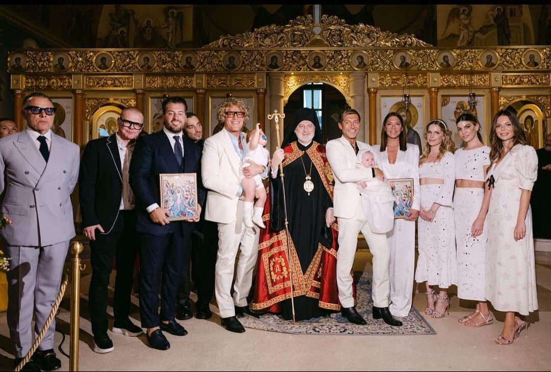 baptism of the children of a famous gay couple in Greece Orthodox Church