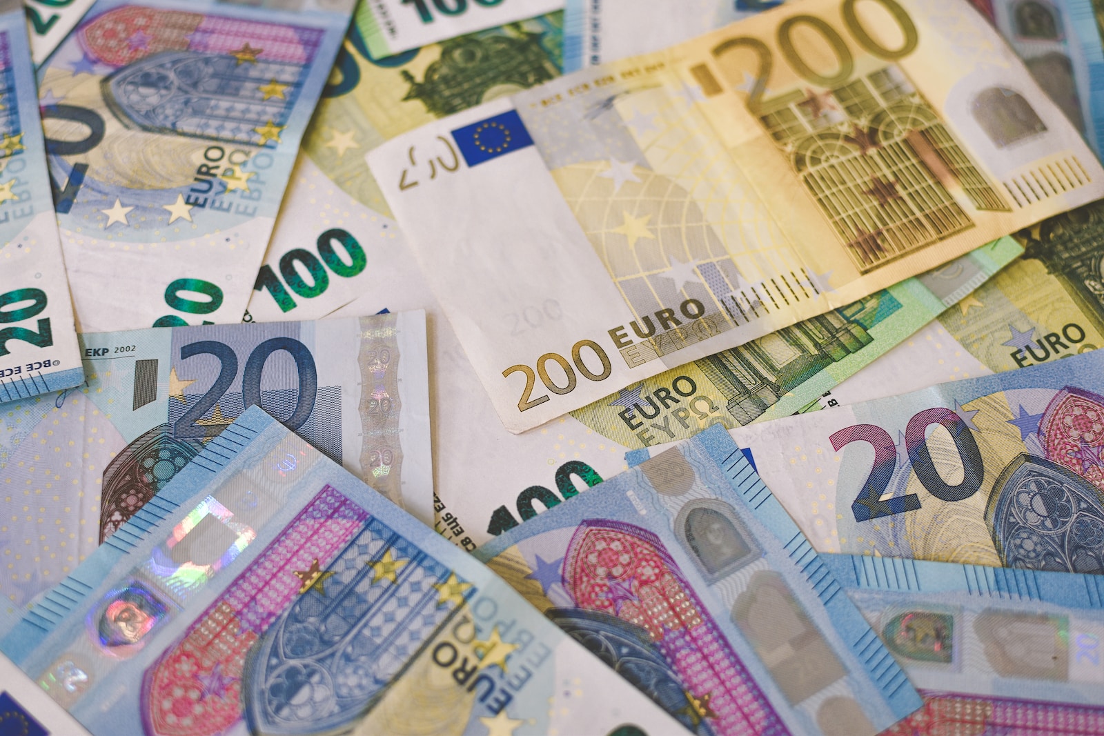 eu news - 20 euro bill on white printer paper