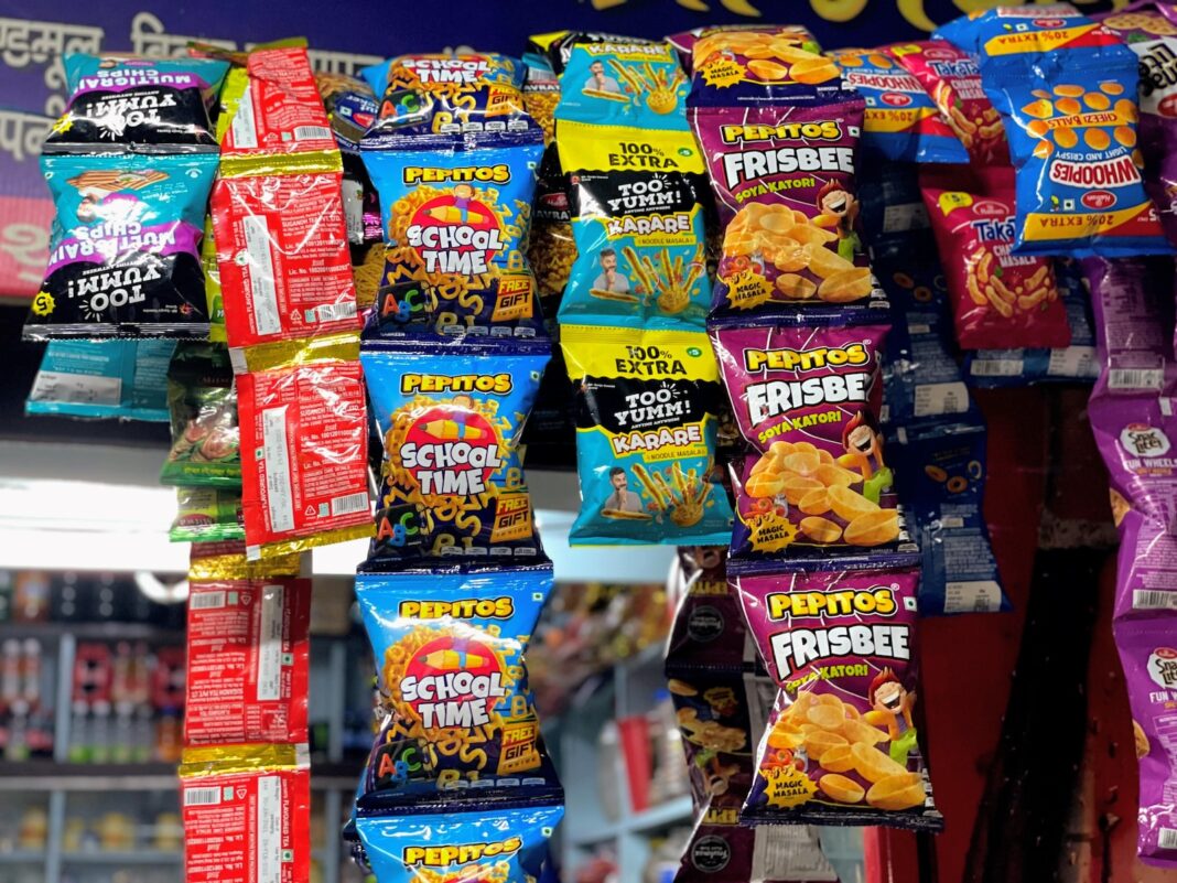 a display in a store filled with lots of snacks