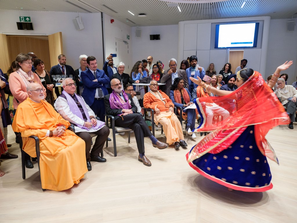 Swami Rameshwaranda Giri Maharaj (Fundacion Phi, Spain), Ivan Arjona Pelado (Scientology Europe) and Krishna Kripa Dasa (aka Juan Carlos Ramchandani) Vice President of the Hindu Forum Europe, at the European Parliament.
