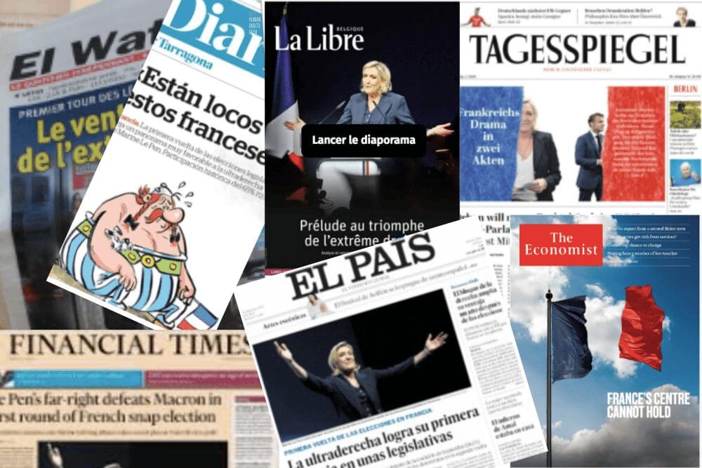 L’estrema destra guida le elezioni legislative francesi: uno “shock” per la stampa estera