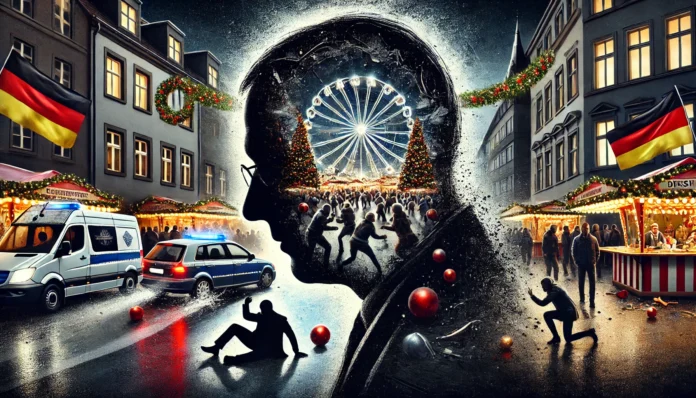 Terrorist psychiatrist - A Dramatic Illustration Showing A Terror Attack Scene In Germany.